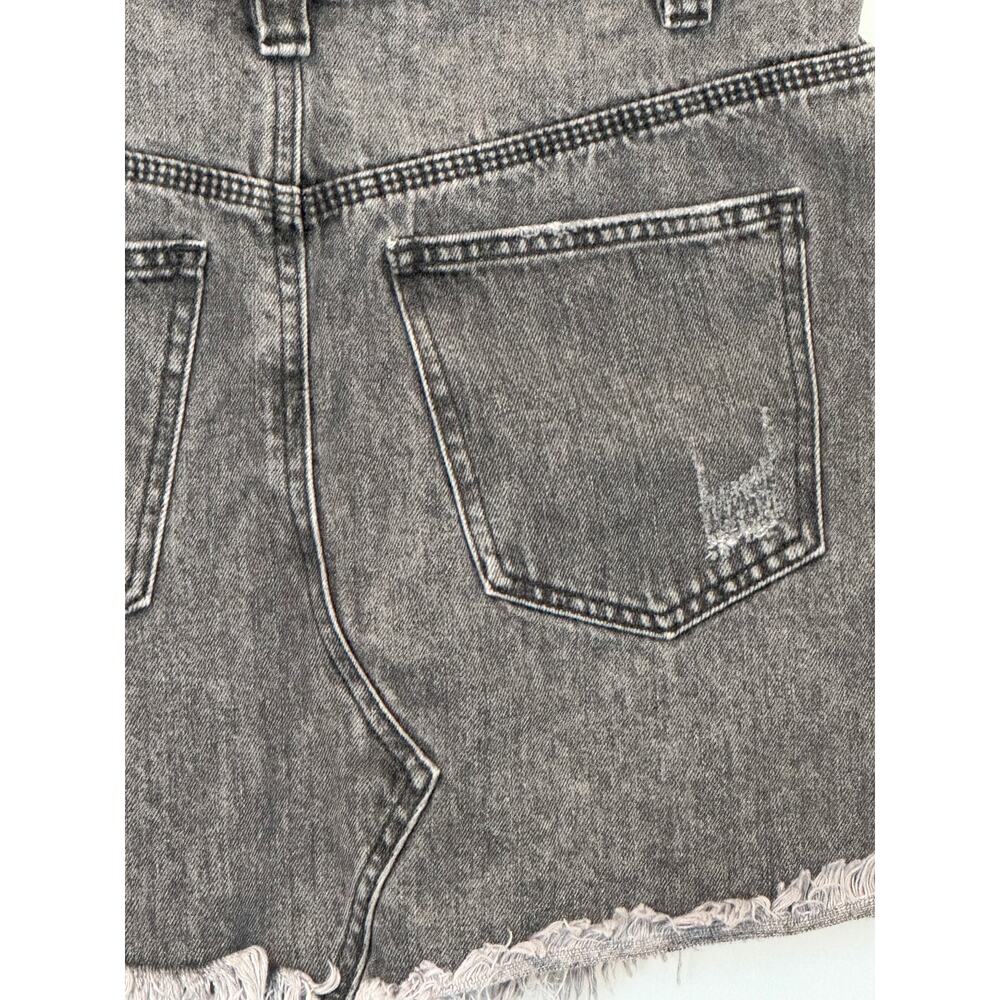 Free People We The Free Sidecar Distressed Black Denim Mini Skirt - Picture 6 of 11